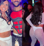 VÍDEO: Gretchen usa look transparente durante show em boate gay na Irlanda