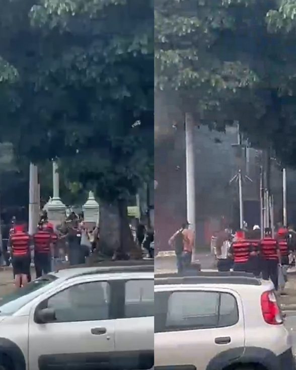 Homens são espancados em briga de torcidas do Flamengo e Vasco; VEJA VÍDEO