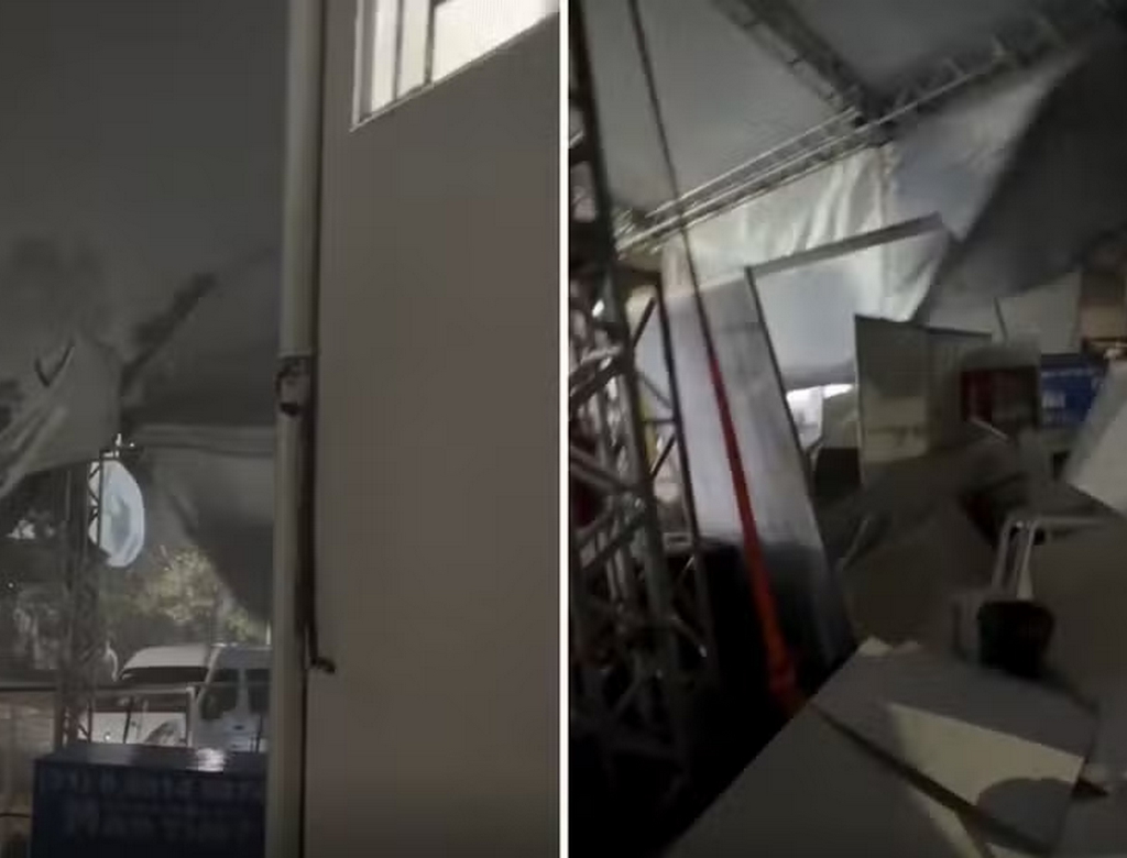 Show é cancelado e público é retirado após vendaval causar danos em estrutura; VEJA VÍDEO