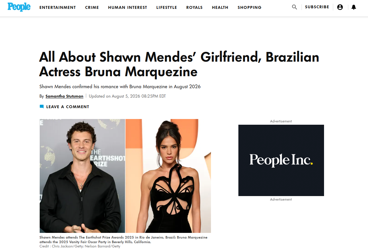 Bruna Marquezine ganha destaque internacional após Shawn Mendes assumir romance