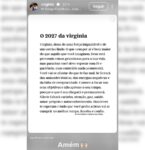 Em dia de briga com Vini Jr., Virginia repostou sobre “se livrar de falta de reciprocidade”